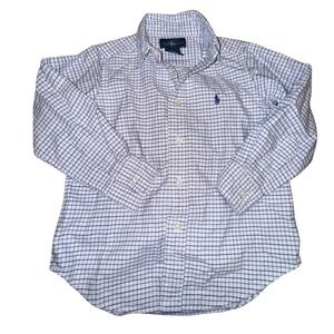 Ralph Lauren Kids‎ Plaid Button Down Shirt Long Sleeve Blue White 4/4T